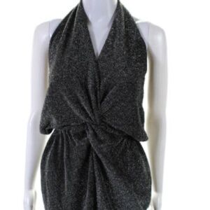TOBI  Halter Neck Sleeveless Cocktail Dress Silver Metallic Size Small